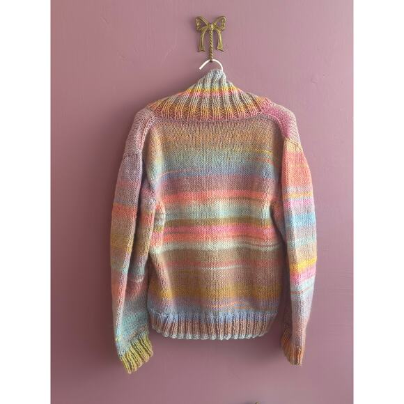 Gorgeous Handknit Pastel Rainbow Knit Sweater XS/S - Picture 3 of 6